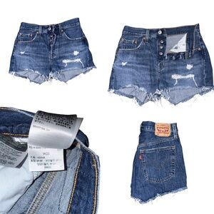 Levi's 501 High Rise Distressed Denim Shorts